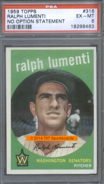 1959 Topps 316 No Option Ralph Lumenti-N PSA 6 (8463) | eBay